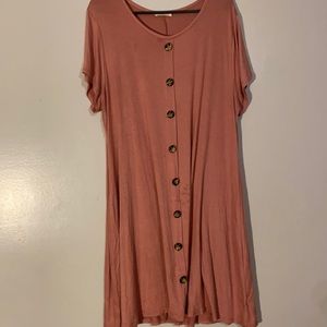 Pink cotton dress with buttons